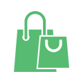 A green shopping bag icon.